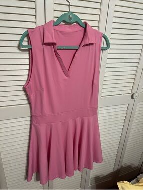 NWOT Sleeveless Pink Polo-Style Midi Dress with Flared Skirt dress with shorts
